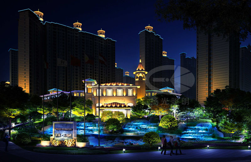 社區(qū)夜景亮化設(shè)計效果圖